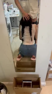 看出门前穿着紧身牛仔裤，忍不住内射